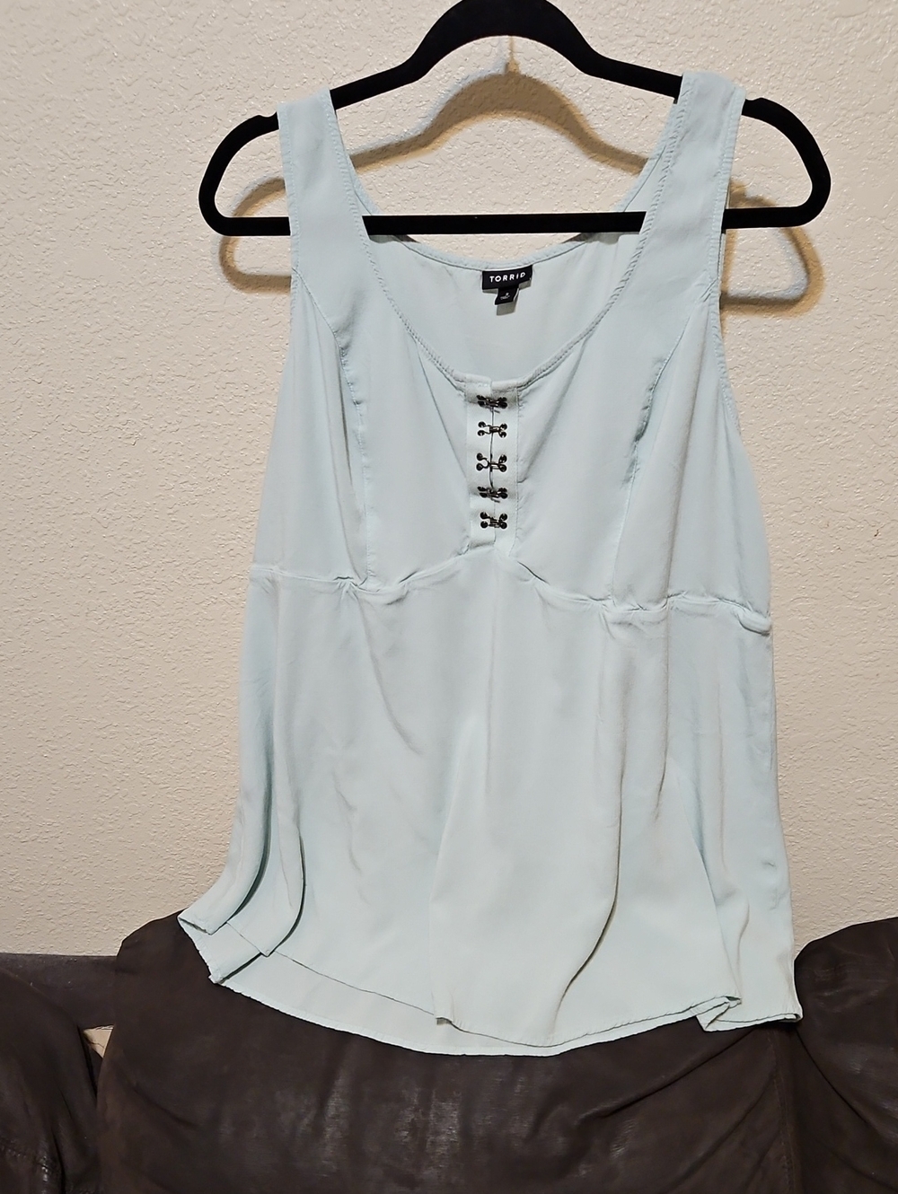 Torrid Sage Tank Top with Decorative Hooks